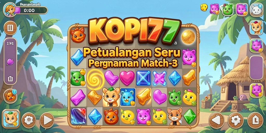 Screenshot KOPI77 menampilkan gameplay seru dalam game Match-3.